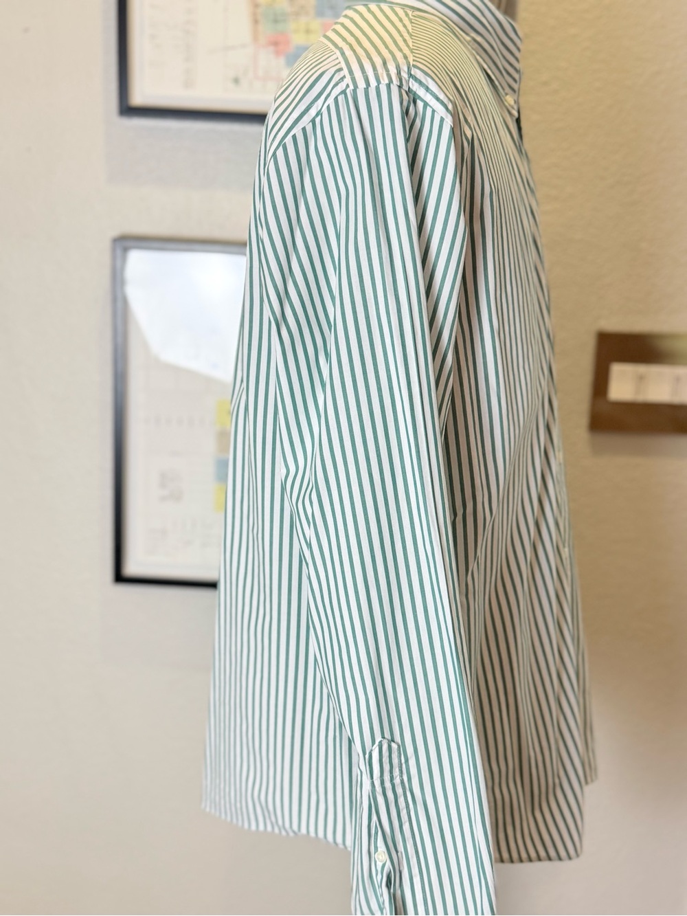 Brooks Brothers Friday Shirt Men's L Green White Stripe Button-Down - Picture 10 of 11